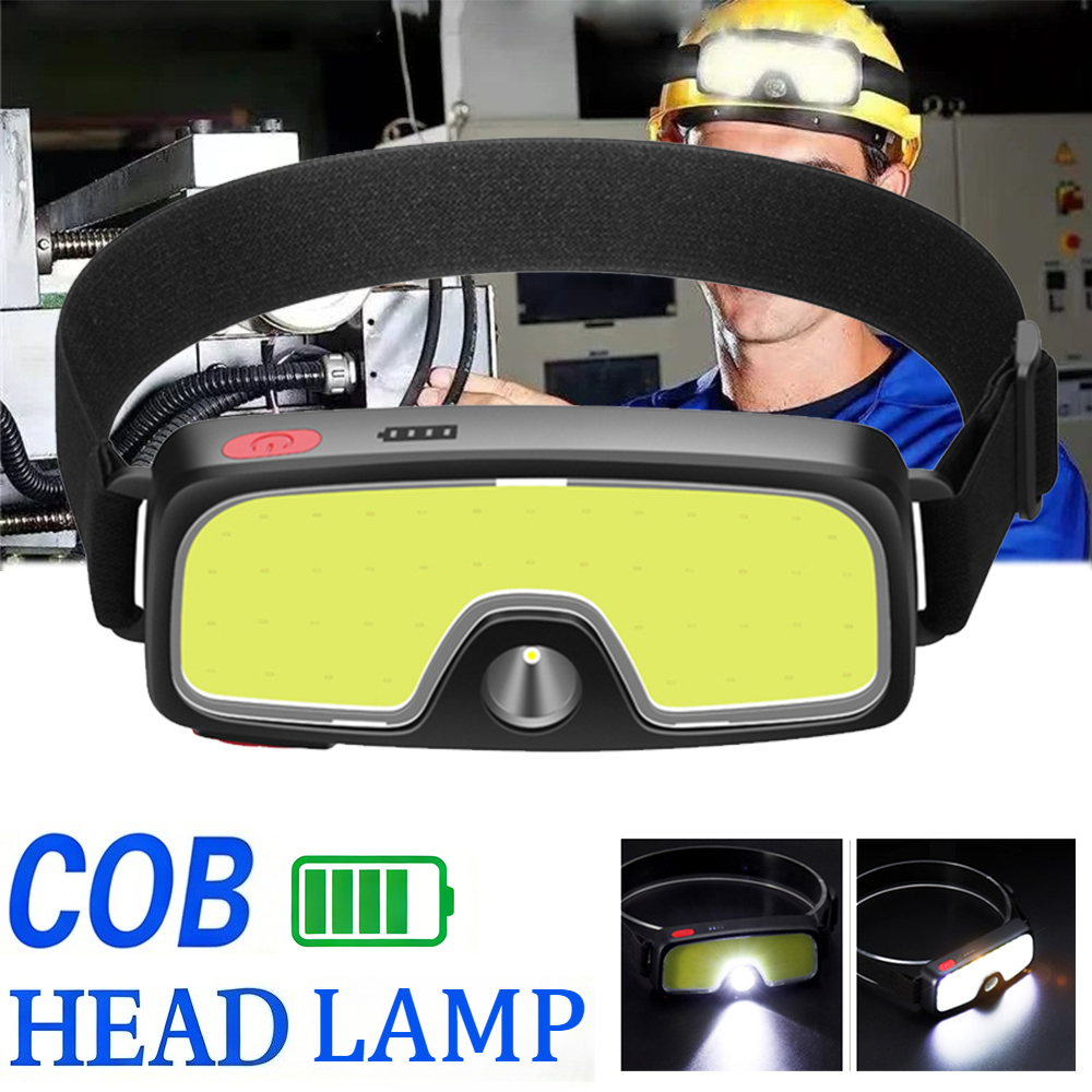 Headlamp Waterproof Rechargeable - Lampe frontale puissante COB, type-c/USB, rechargeable,