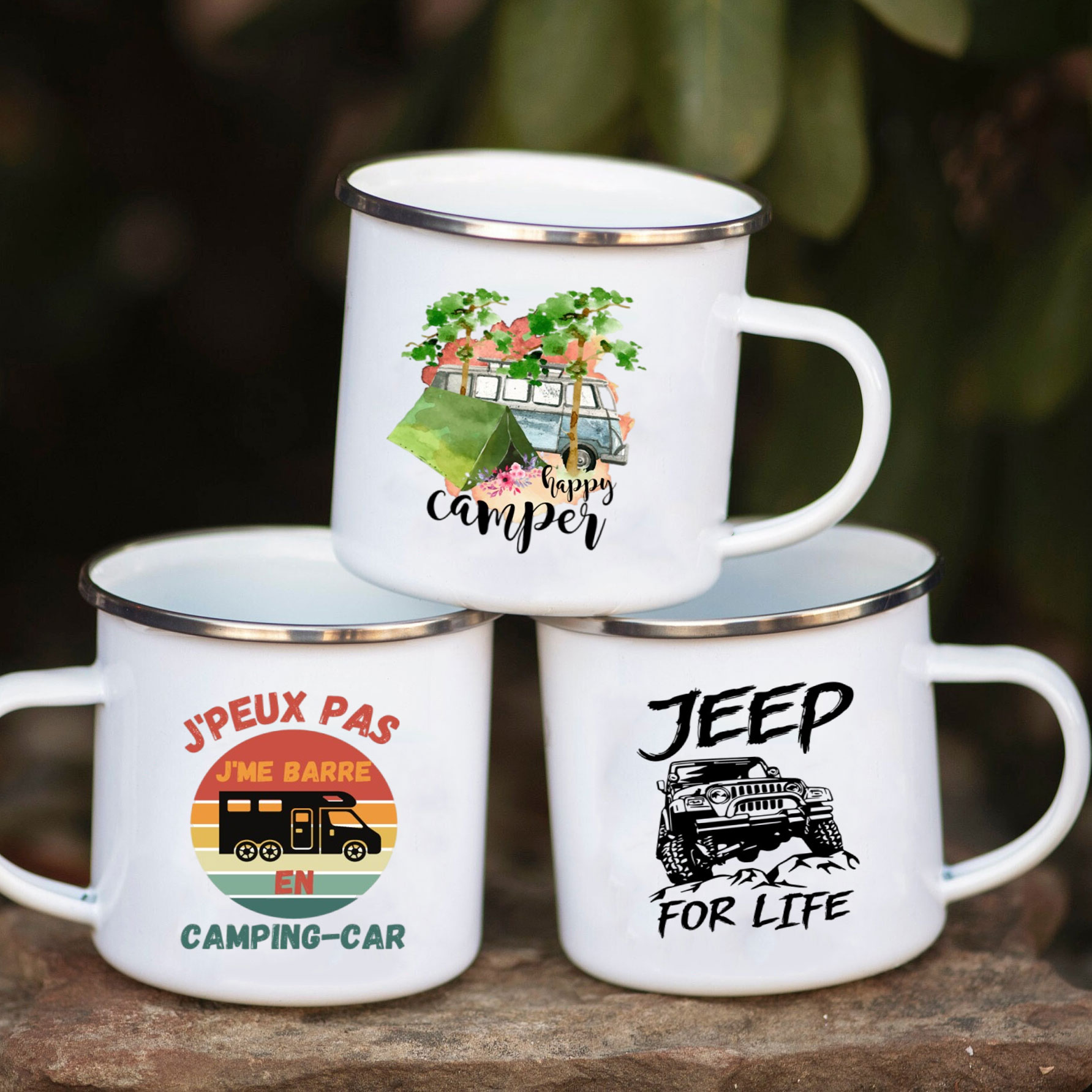 Outdoor Adventure Ideas - Tasse en émail de camping-car, tasse