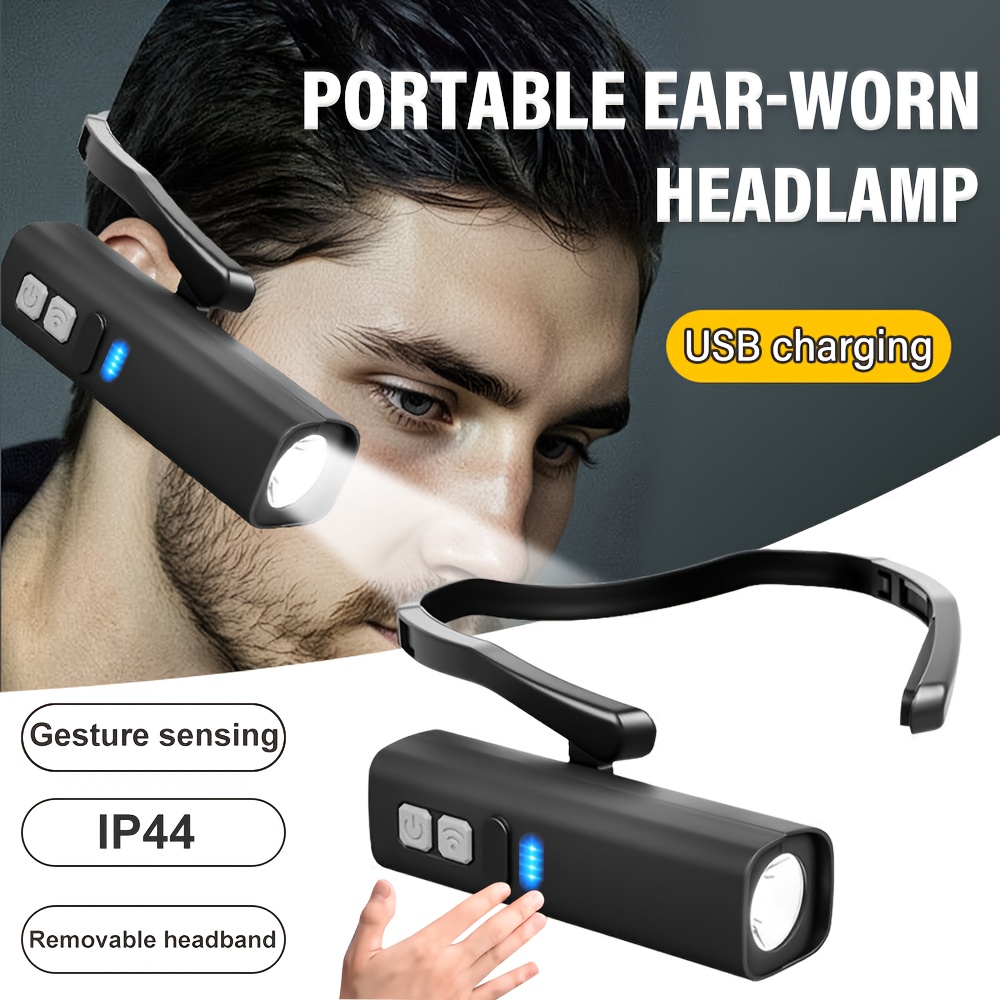 Headlamp Waterproof Rechargeable - Lampe frontale à clip d'oreille 2025